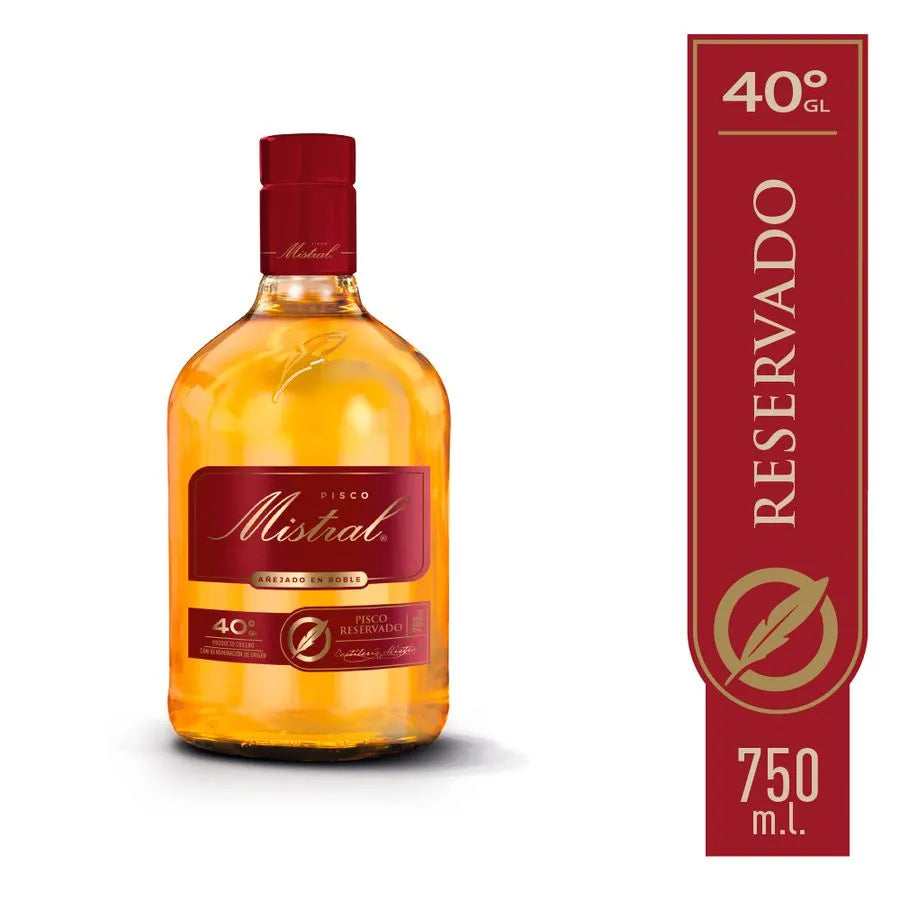 Pisco Mistral Añejado en Roble 40° Botella 750cc