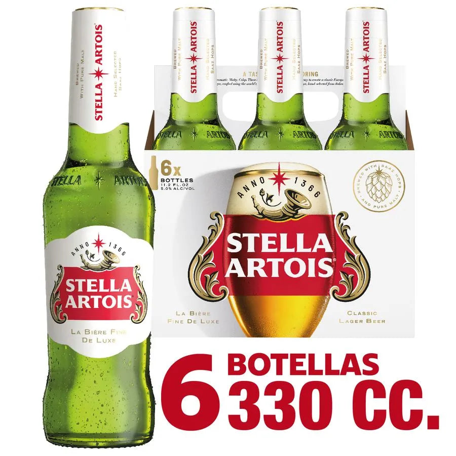 Pack 6 un. Cerveza Stella 4,8° 330cc