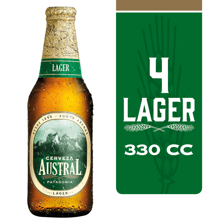 Pack 4 un. Cerveza Austral Lager 5° 330cc