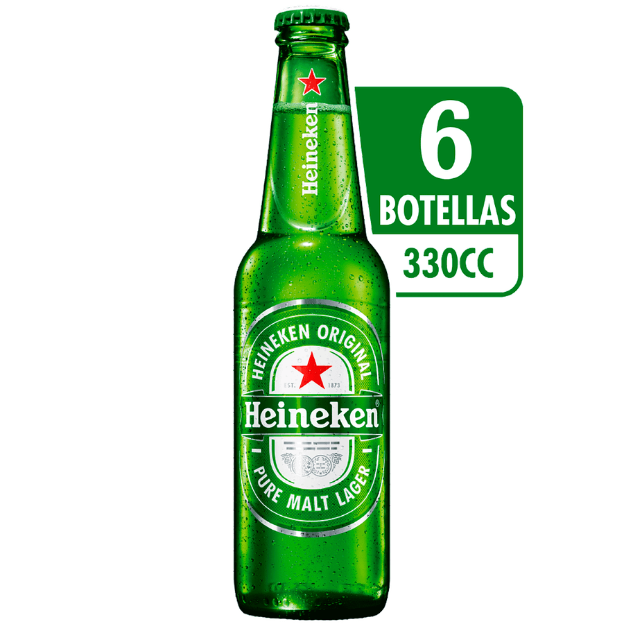 Pack 6 un. Cerveza Heineken Lager 5° 330cc