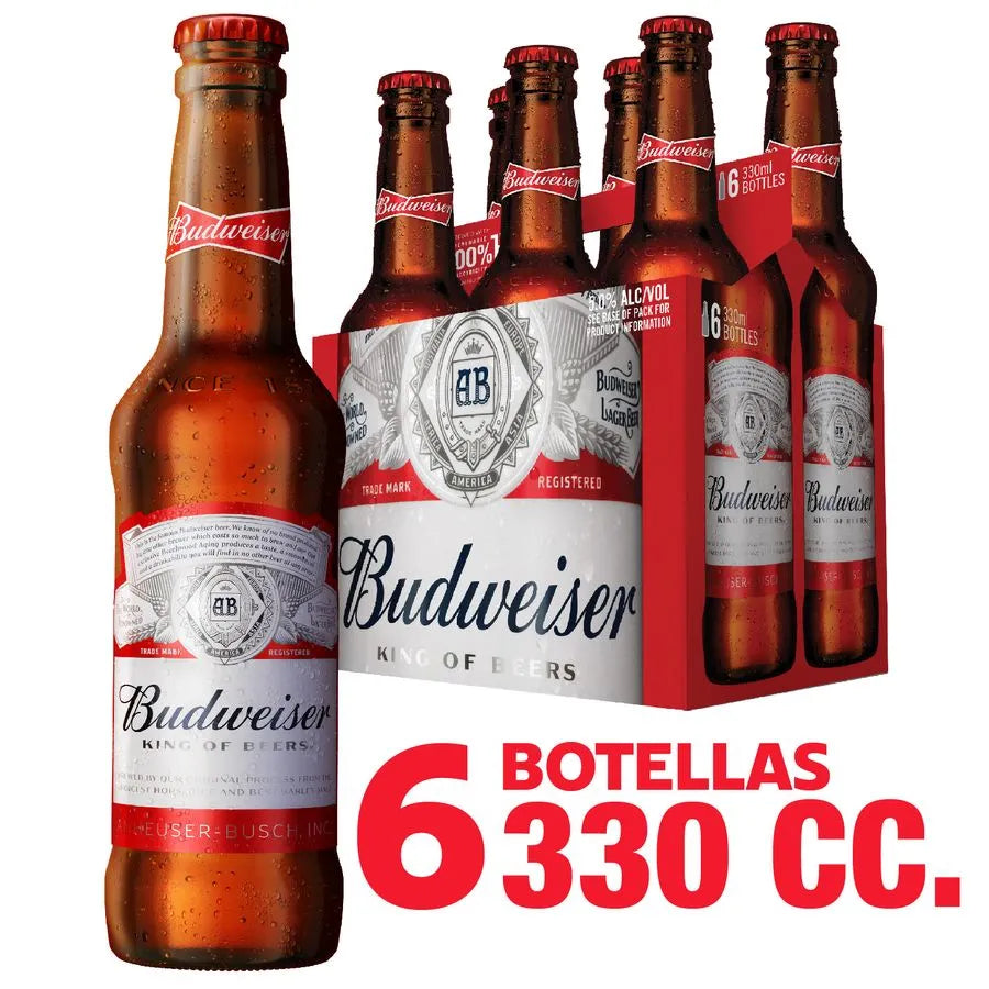 Pack 6 un. Cerveza Budweiser 5° 330cc