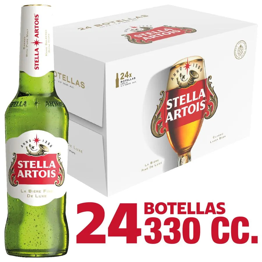 Caja 24 un. Cerveza Stella Artois Lager 5.2° 330cc