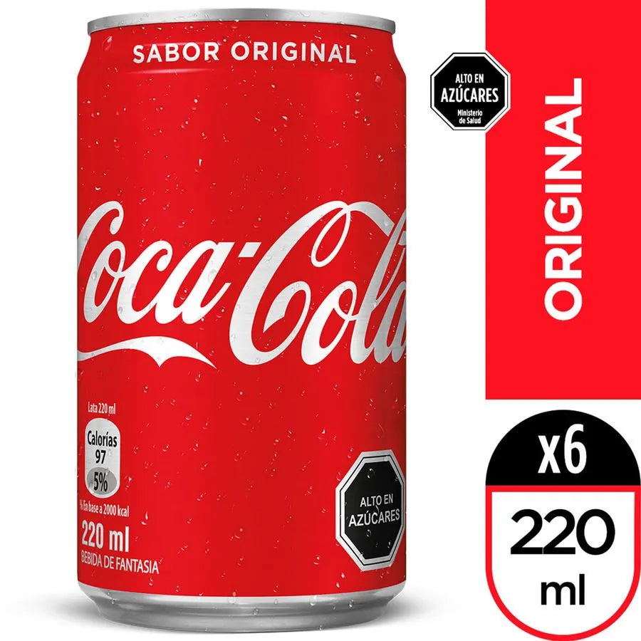 Pack 6 un. Bebida Coca-Cola Original Lata 220cc