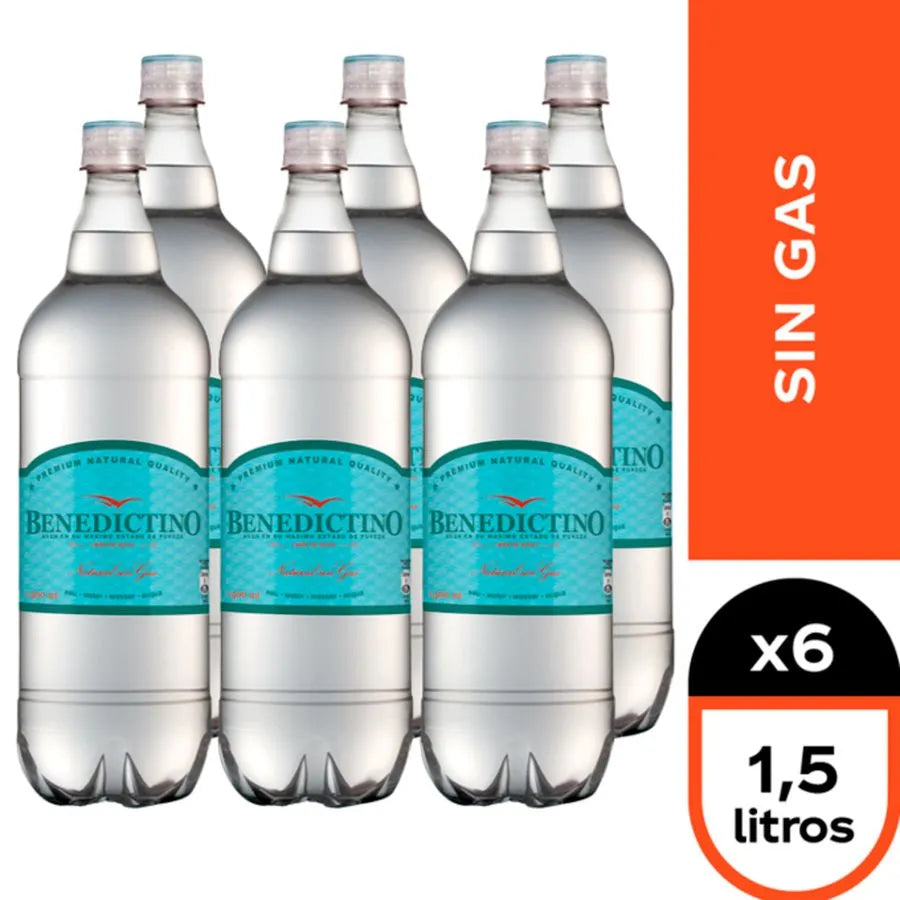 Pack 6 un. Agua benedictino Sin Gas 1.5 LT