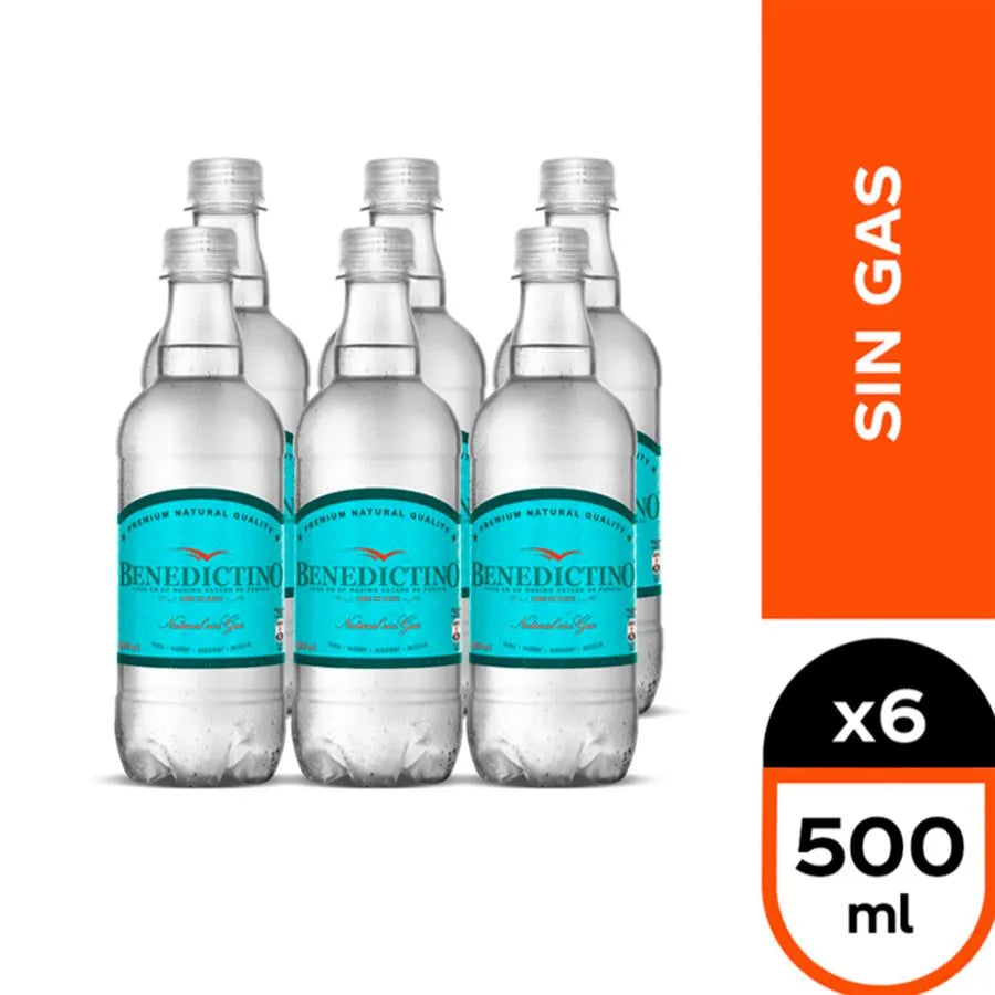Pack 6 un. Agua benedictino Sin Gas 500cc