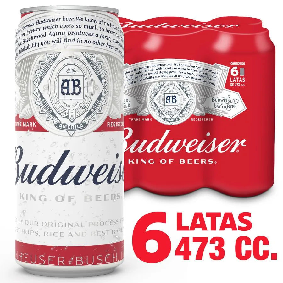 Pack 6 un. Cerveza Budweiser 5° 473cc