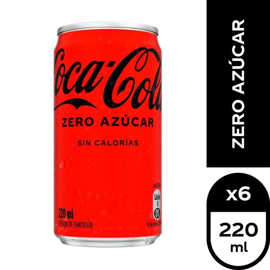 Pack 6 un. Bebida Coca-Cola Zero Lata 220cc