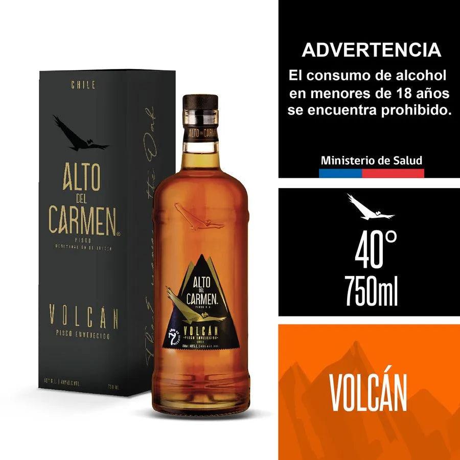 Pisco Alto del Carmen Volcán 40° Botella 750cc