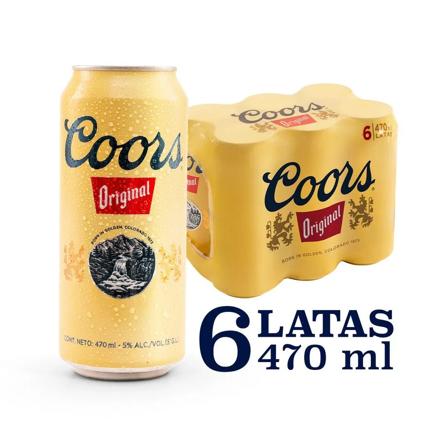 Pack 6 un. Cerveza Coors Lager 5° 470cc