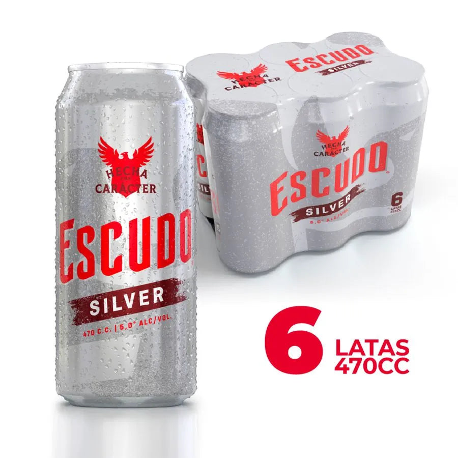 Pack 6 un. Cerveza Escudo Silver Lager 5° 470cc