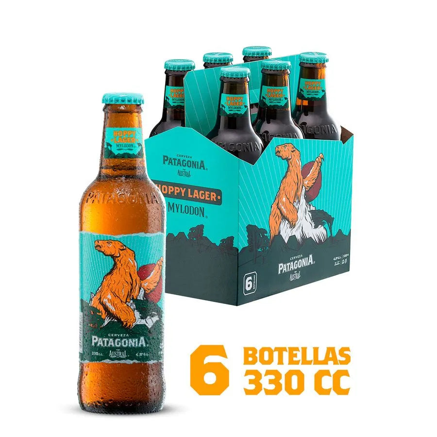 Pack 6 un. Cerveza Austral Patagonia Hoppy Lager 4.8° 330cc